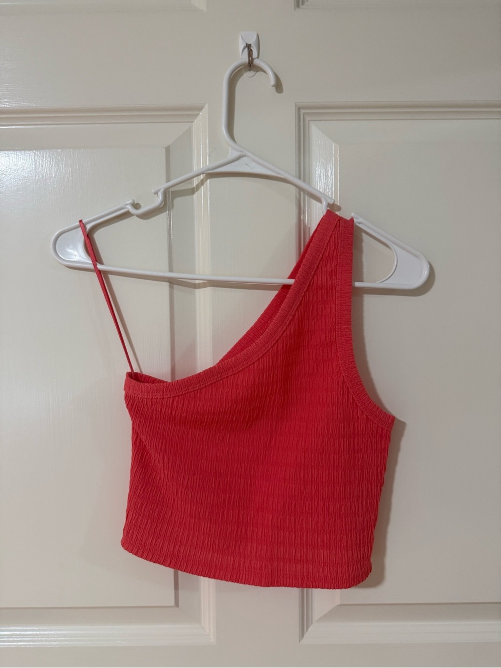 NEVER WORN!  American Eagle Outfitters One-Shoulder Ribbed Crop Top - Coral